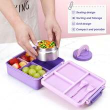 Christmas Bento Box With 8oz Soup , Leak-Proof Lunch Box, 4-Compartment Design, Insulated For Hot & Cold, Suitable For School, Travel, Home Decor, New Year Gift