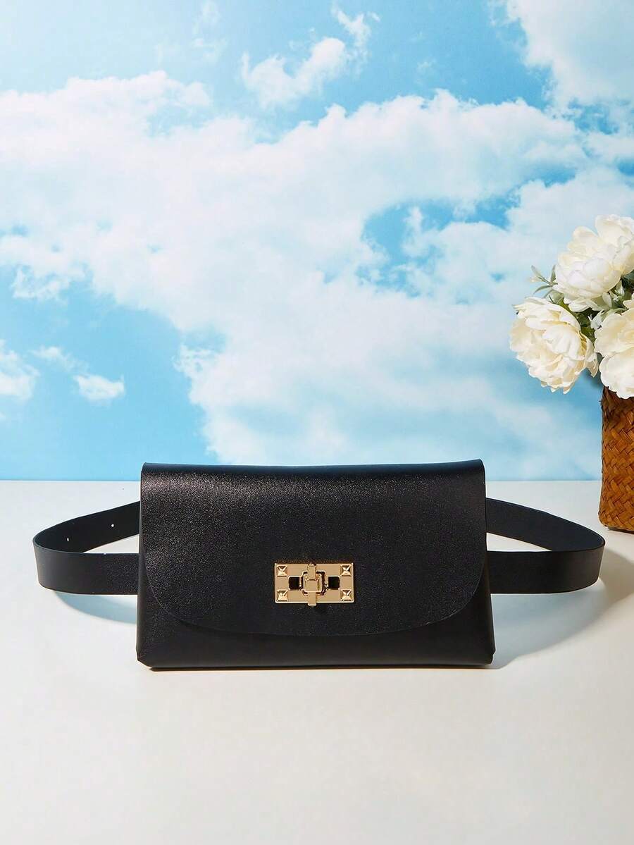 Mini Buckle Leather Belt Waist Bag, Suitable For Pants