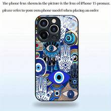 Diseño de patrón de pintura decorativa de amuleto de ojos azules adecuado para fundas especiales de 17, 16, 16 Plus, 16 Pro, 16 Pro, 16e, para 15, 15 Plus, 15 Pro, 15 Pro, 14, 14 Plus, 14 Pro, 14 Pro, 13, 13 Pro, 13 Pro, 12, 12 Pro, 12 Pro, 11, 11, 11 Pro,, 8, X, XS, SE, anti-suciedad, a, moderno, vidrio templado. - Colores mixtos - Ver 8
