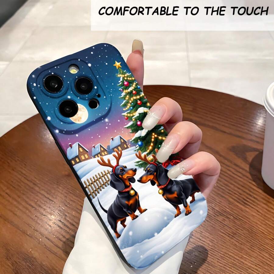 1PC Phone Case , Christmas Tree Dogs Snow Night , Stylish Phone Case, Phone Decoration, All-around Lens Protection, Creative Small Gift, Funny Gift for Boys and Girls - ãã©ã㯠- ãã§ãã¯ãã 1