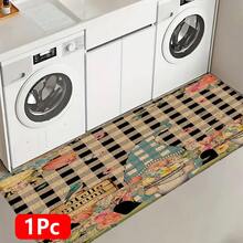 1pc Hello Spring Pattern Printed Linen Kitchen Rug, Carpet, Mat, Bathroom Mat, Doormat, 3D Printed Rectangle, Suitable For Living Room, Bedroom, Hallway, Bathroom, Laundry Room - Polyester Carpet, Indoor Outdoor Home Decor - Multicolor - View 17