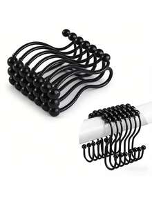 24个不锈钢双滑轮挂钩，适用于浴室 - 防锈，滑动顺畅的双挂环，12个/套，可用于悬挂浴帘和窗帘衬里，也适用于卧室窗帘。 - 彩色 - 查看 8