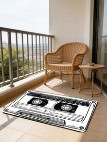 1pc Customized Text Tape Pattern Carpet - Personalized Name, 90s Mixtape Design Retro Bedroom/Studio Rug, Non-Slip Felt Surface, Music Lover Creative Gift, Birthday, Christmas, Thanksgiving, Halloween Memorabilia - Multicolor - View 5