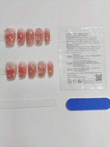 10片手工山茶花渐变腮红美甲贴纸，精致仿珍珠，优雅别致的美甲贴花，适合通勤、旅行美甲用品 - 珊瑚粉 - 查看 7