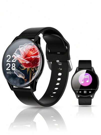 1块1.83英寸男女通用智能手表，配有硅胶表带，支持接听电话、接收信息、多种运动模式，是馈赠佳品。