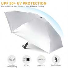 Mini Travel Umbrella - UPF 50+ Sun Protection Compact Manual Open Small Sun Umbrella - 03Pink - 查看 6