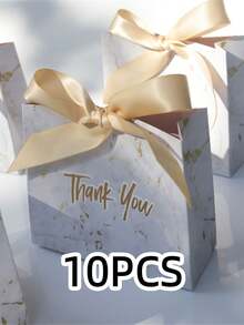 10pcs Gift Bags Packaging Creative Mini Marble Pattern Paper Bags, Suitable For Party, Chocolate Packaging, Wedding Favors, Back To School, Valentine's Day And Other Occasions - Gold - View 6