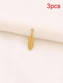 3个不锈钢叶子吊坠，适用于DIY珠宝制作，18K镀金植物吊坠珠宝配件