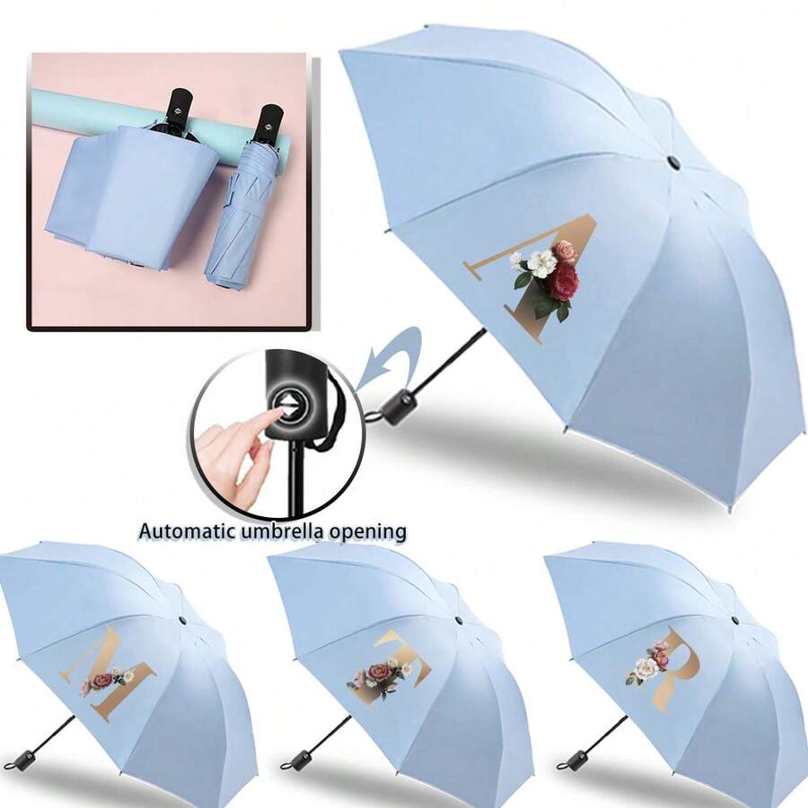 Umbrella Sun Umbrella Folding Umbrella Travel Essentials Dual-Purpose Sun Rain Umbrellas Fully Automatic Umbrellas UV Protection Increased Thickness For Both Men And Women Windproof Compact Collapsible - Blue - View 1