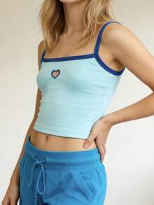 Women's Chic Summer Camisole Fashionable Spaghetti Strap Slim Fit Going Out Tank Tops Streetwear - Azul - Ver 5