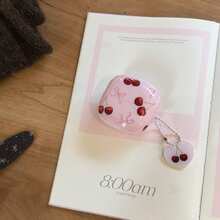 Korean Style Minimalist Pink Bow & Cherry Pendant Earphone Case Compatible With Huawei Freebuds 7i, Freebuds 2, Freebuds SE3, Freebuds 5i, Galaxy Buds Pro 3 Cute Korean Earphone Case - Pink - View 7