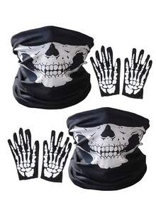 1/2/3/6pcs Unisex Skull Funny Face Mask, Balaclava Hat, Neck Gaiter, Suitable For Daily Riding, Party, Outdoor Activities, All Seasons - Multicolor - View 2