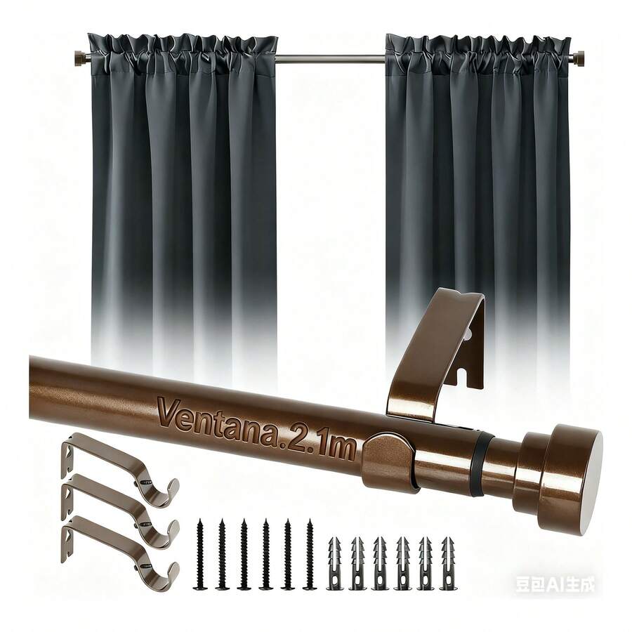 TendenciaCortinero Metalicos Modernos Ajustable Tubo Barra Cortina 2mCalidad premium - M1 cortinero palo 1pc Cobre - Ver 1