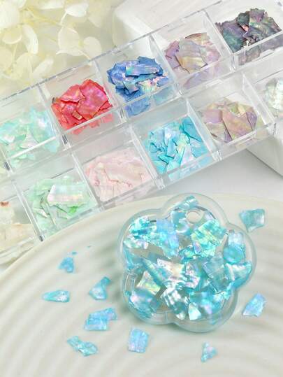 1 Box Mermaid Aurora Shell Flakes Epoxy Resin Filler, Asymmetrical Glitter Thin Flakes Filling Shells, Suitable For DIY Crafts, Jewelry Casting Materials, Shiny Visual Effect