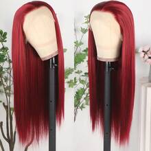 Gorgeous Neon Green Hair Synthetic Lace Front Wigs 28 Inch Pre Plucked Long Straight Hair Wigs Glueless Halloween Wigs Heat Resistant Fluorescent Green Straight Lace Front Wigs For Fashion Women For Daily Christmas Party Cosplay Use - 紅色 - 查看 7