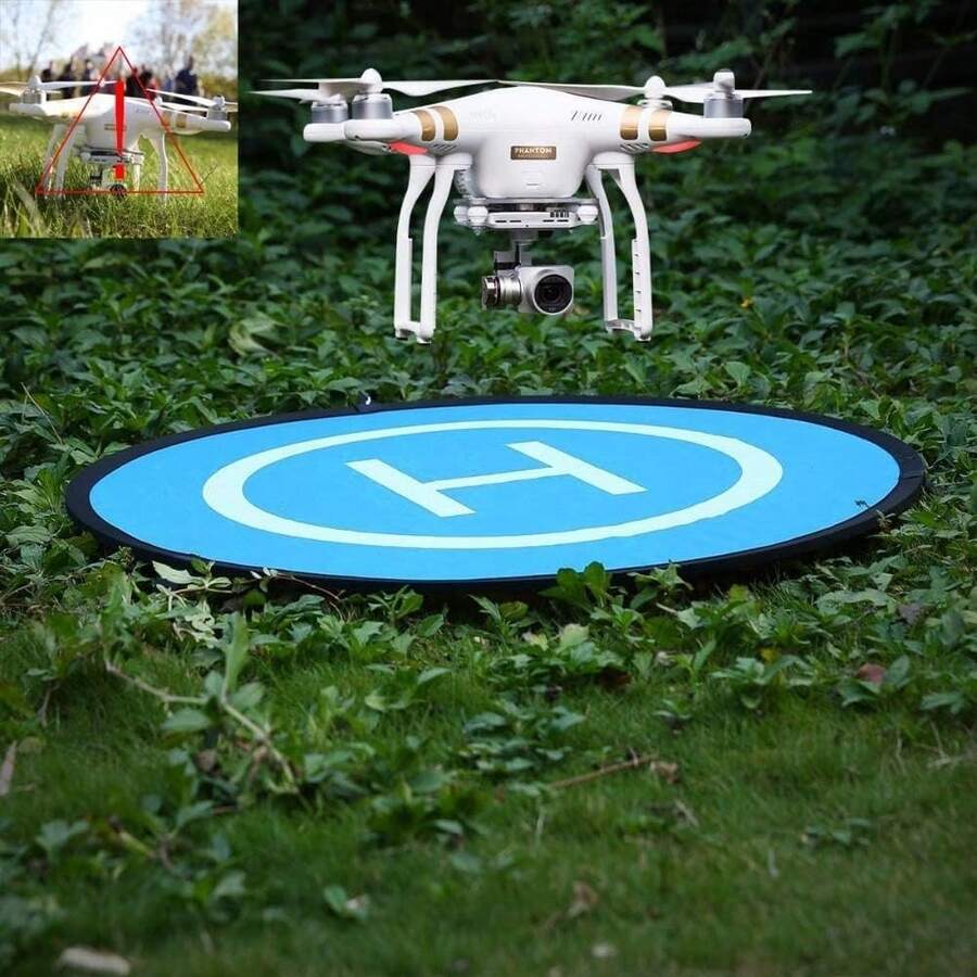 Universal Drone Landing Pad Waterproof Drone Landing Pad 55cm/21.6-Inch Single-Sided Orange/Blue, Suitable For Remote Control Drone Helicopter Landing Pad, With Ground Penetrating Nails And Reflective Tape - Multicolor - View 1