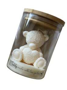 10cm (3.94 Inch) Diameter X 12cm (4.72 Inch) Height Heart-Shaped Bear Candle In Glass Cup, Long-Lasting Fragrance, Handmade Soy Wax Scented Candle - Multicolor - View 8