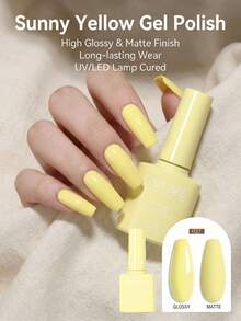 GMUME Gel Nail Polish No. 027, Pastel Butter Yellow, Soft Creamy Lemon Color, UV LED Soak Off Nail Art Lacquer, 7.5ml DIY Manicure - Yellow Gold - View 2