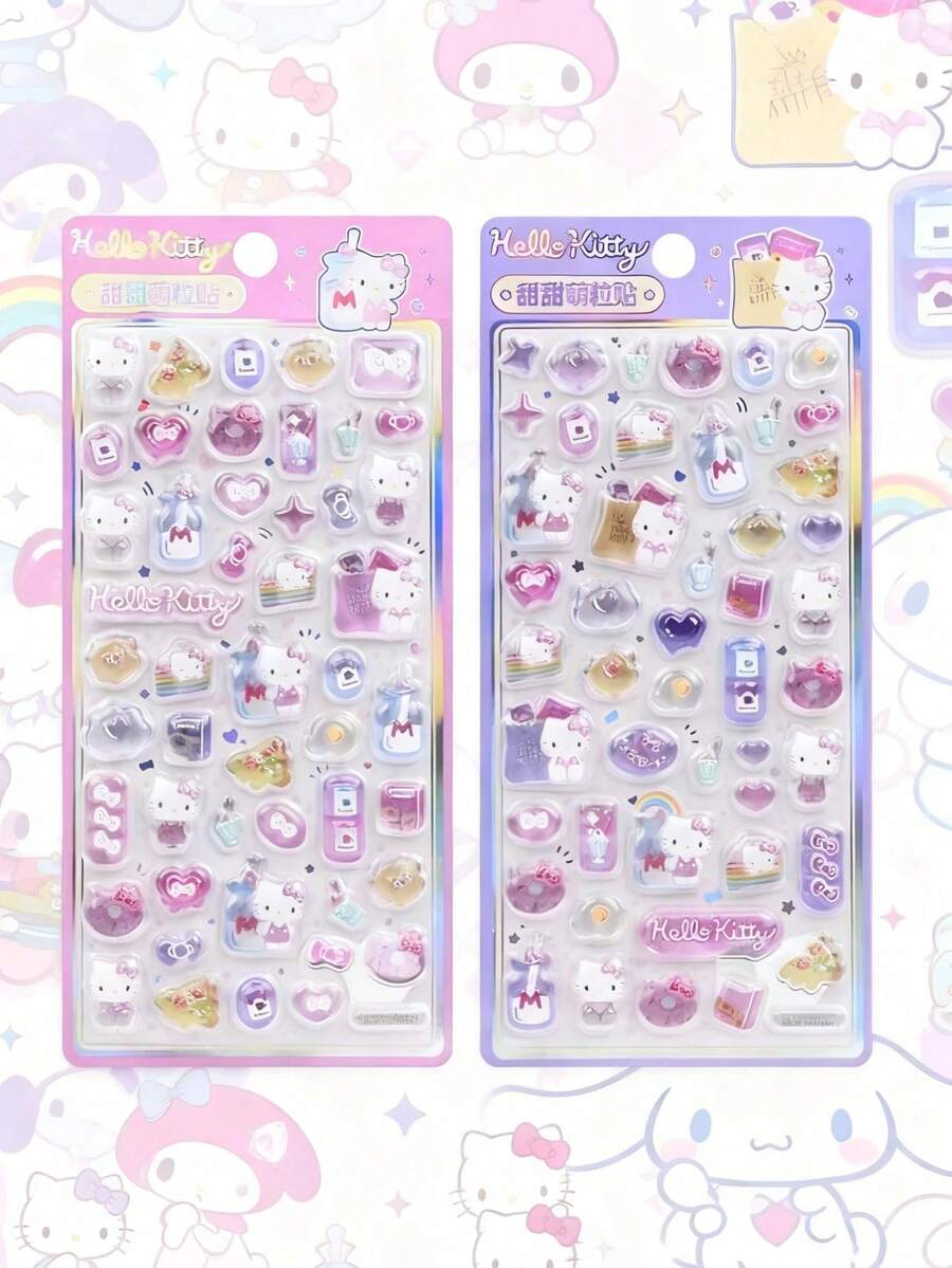3D立体浮雕贴纸，可爱卡通女孩设计，趣味水晶果冻装饰贴纸，适用于水瓶，防水多用途贴纸，适用于桌面，多种款式（颜色可能略有差异） - 彩色 - 查看 1