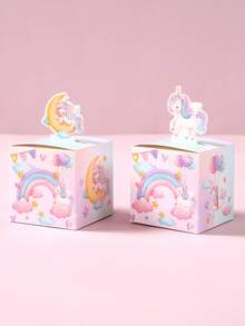 24个粉色独角兽纸质礼品盒，独角兽主题派对糖果包装盒，卡通独角兽彩虹图案，独角兽生日派对回礼袋，独角兽派对装饰，餐桌装饰，婚礼回礼，婴儿派对，性别揭晓派对，独角兽派对用品，独角兽礼品袋 - 粉紅色獨角獸 - 查看 9