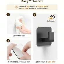1-4Pcs Strong Adhesive Wall Hook Sticker Hanging Coat Rack Clothes Hanger Shower Robe Hook Kitchen Bathroom Towel Hooks Black - Black - View 7