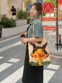 Túi tote cỡ lớn kiểu Hàn Quốc độc đáo, dung tích lớn, thích hợp cho sinh viên đại học, đi làm, hoạt động ngoài trời, mua sắm hàng ngày, túi đeo vai bằng vải canvas, du lịch, thể thao. - Nhiều màu - Xem 3