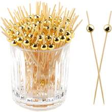 400/300/200/100/50/10pcs Set Golden Elegant Toothpicks, Suitable For Appetizers, Gold Cocktail Decorations, Party Decorations, Appetizer Skewers (Can Be Used For BBQ, Sandwiches, Burgers, Fruits, Etc.) - Gold - View 4