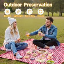 STABLO 48pcs Food Storage Container, Fresh-Keeping Boxes, Easy-To-Secure Lids (24 Lids + 24 Containers)- Airtight Plastic Containers, Suitable For Pantry, Travel, Outdoor Picnics, Kitchen Organization, Comes With Labels And Marker - 黑色 - 查看 7