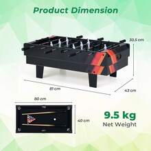 COSTWAY 4 In 1 Multi Game Table, Combination Game Table Set With Accessories, Stackable Tabletops Of Billiards, Air Hockey, Foosball, Table Tennis, For Home Play Room Reception Room, Black/Natural - Black - View 7