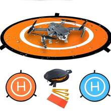 Universal Drone Landing Pad Waterproof Drone Landing Pad 55cm/21.6-Inch Single-Sided Orange/Blue, Suitable For Remote Control Drone Helicopter Landing Pad, With Ground Penetrating Nails And Reflective Tape - Multicolor - View 2