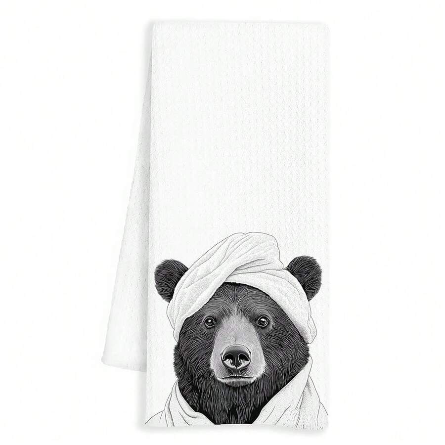 Cute Bear Hand Towels - Bear Gifts,  & Animal Bathroom Decor, 16x24 Inch - Bear - 查看 1