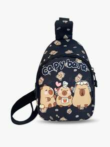 2件套儿童水豚图案透气网眼棒球帽和斜挎包，可爱动物印花儿童夏季配饰 - 2pcs - 查看 8