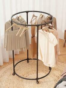 Metal Floor Standing Clothes Rack, Garment Drying Rack, Round Clothes Hanger - Freestanding Display Rack Suitable For Home, Retail Stores And Shopping Malls, Drying Rack
