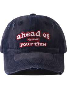 1pc Ahead Of Your Time Embroidered Baseball Cap, Unisex Couple Style, Fashionable Casual Sun Protection Hat - Multicolor - View 15