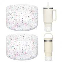 WUQID 2 Pack Bling Silicone Boot Compatible With   Adventure 40oz &  IceFlow 20oz 30oz, Reduces Dents Protective Silicone Water Bottle Bottom Cover Sleeve - Hình lục giác trong suốt - Xem 2