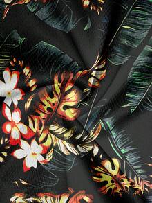 Men's Summer Tropical Print Double-Layer Drawstring Waist Beach Shorts - Multicolor - View 4