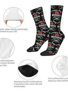 1 Pair I Enjoy Long Romantic Walks Outer Walter 2 For Men & Women 3D Digital Printed Athletic Socks, All-Season Comfort For Fitness, Sports Travel & Casual Attire Matching Couple Gift For Birthdays, Weddings - 黑與白 - 查看 6