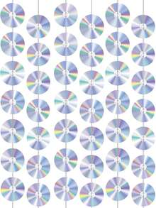 CD Disco Banner, Retro 90s Theme CD Paper Cutout Hanging Decorations, Y2K Millennium Party Decorations, 50s 70s 80s Music Party Supplies, Music Birthday Party Wall Decorations - Multicolor - View 1