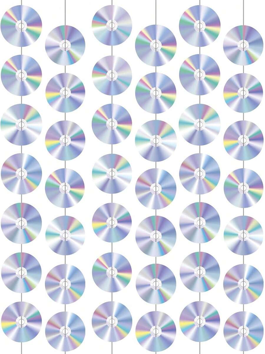 CD Disco Banner, Retro 90s Theme CD Paper Cutout Hanging Decorations, Y2K Millennium Party Decorations, 50s 70s 80s Music Party Supplies, Music Birthday Party Wall Decorations - Multicolor - View 1