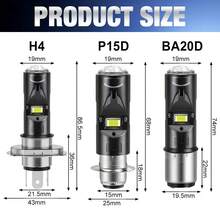 TOAUTO 1个H4 BA20D P15D LED摩托车前大灯灯泡，远近光通用型，适用于川崎铃木P15D LED摩托车信号灯配件，9-80V - 高級版 - 查看 7
