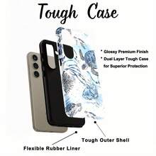 1 funda de teléfono 2 en 1 brillante con patrones de tortugas marinas, estrellas de mar, algas y corales, diseñada específicamente para teléfonos de la serie  Galaxy, lo que la hace una opción ideal para regalos de Año Nuevo. - Multicolor - Ver 4
