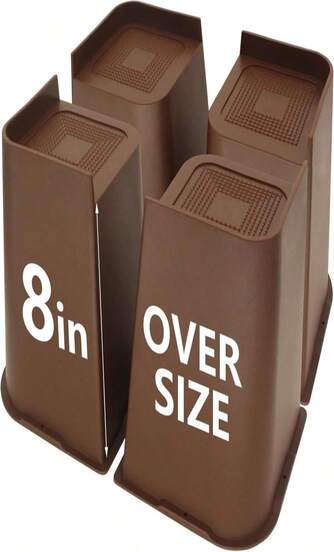 HANIHUA Bed Risers 4 Inch Heavy Duty, 4 Pack Oversized Furniture Risers 6 Inch, Black Bed Lifts Risers For Table, Sofa, Chair, Couch, Desk, Bed Frame Risers Supports Up To 6,500 Lbs