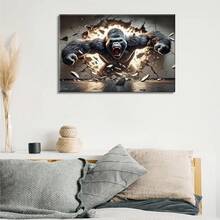 Impresiones en lienzo de gorila, arte de pared, decoración de pared, pinturas modernas, impresiones de animales, imagen de gorila para la sala de estar, dormitorio, decoración de oficina en casa - transparente - Ver 8