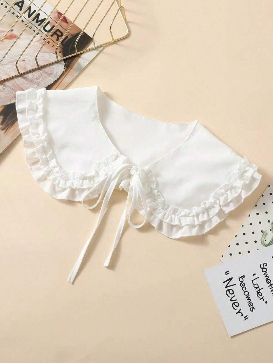 1pc Women's White Decorative Wave Shawl Collar False Collar, Daily Wear,School Accessories Women - 白色 - 查看 1