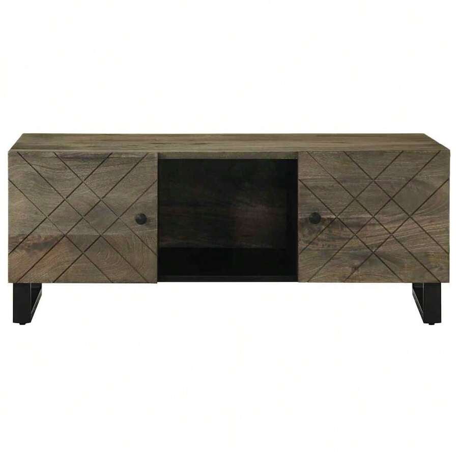 vidaXL Mesa baja negra 100x54x40 cm madera maciza de manguier - Negro - Ver 1