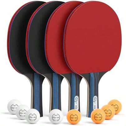 Glymnis Ping Pong Paddles Set Table Tennis Rackets With Balls And Storage Case, 2/4 Premium Ping Pong Rackets For Indoor Outdoor