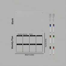 1 Set Transparent Weekly/Monthly Planner Magnetic Dry Erase Message Board With 6 Magnetic Whiteboard Markers, Acrylic Calendar Memo Reusable Refrigerator Sticker - Black - View 11