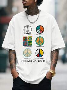 Men's Loose Fit Graphic & Text Print Round Neck Short Sleeve T-Shirt | Stylish Design | Summer Essential | Easy To Match - White - View 1