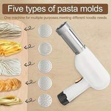 1 Piece, Suitable For Home Manual Pasta Maker, USB-Powered Wireless Pasta Machine, Handheld Small Noodle Maker, Portable Kitchen Tool With 5 Molds, Portable Pasta Machine, Integrated Cordless Homemade Italian Pasta Machine - White - View 9