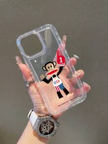 Official Licensed Paul Frank Transparent Airbag Phone Case, Full Body Monkey Face Drop Protection Camera, Monkey Stripe Star Pants Letter Clothing Pattern, New Suitable For IPhone13/14/15/16Pro Max Phone Protective Cover - Multicolor - View 1